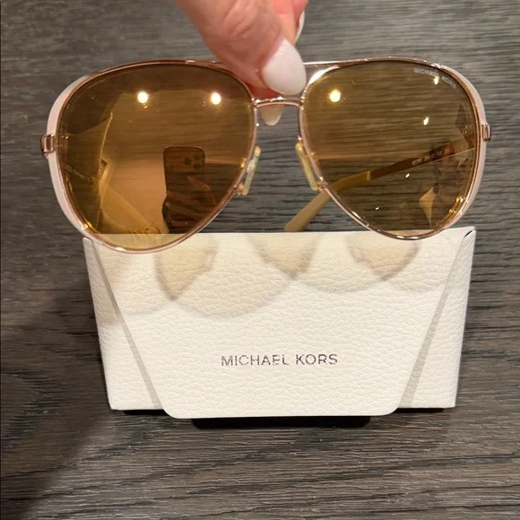 Michael Kors Gold-Tinted Aviator Sunglasses - Picture 1 of 5